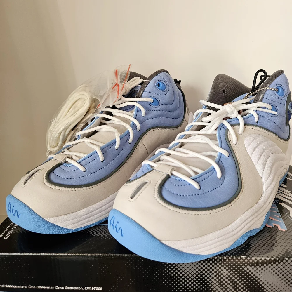 Nike‎ Air Penny 2 x Social Status White Blue Sneakers Size 9.5 BNIB DM9132-100